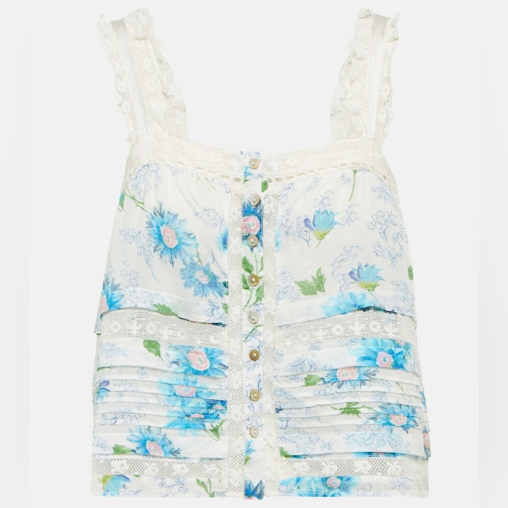 LoveShackFancy Sully Floral Cotton Top